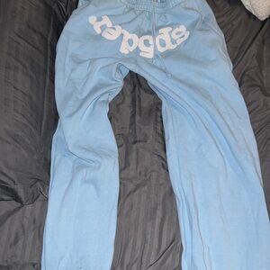 Light Blue Sweatpants with White Logo - Men's Joggers